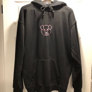 Shane Dawson Embroidered Pig Logo Hoodie Black L